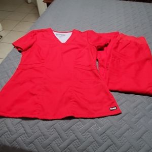 Greys anatomy red scrub set small